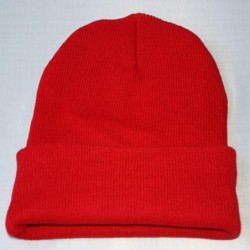 Skullies & Beanies Knitted Hat- Unisex Slouchy Knitting Beanie Hip Hop Cap Warm Winter Ski Hat - Red - CK187K4AKR5 $12.07