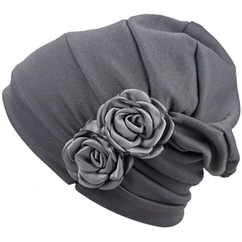 Skullies & Beanies Slouchy Headwear w/Flower Oversized Beanies Womens Soft Ski Cap Warm Baggy Turban Hat Chemo Hair Loss - Gr...