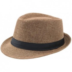Sun Hats Men's Top Hat Wide Brim Straw Hat Foldable Roll up Hat Summer Beach Sun Protection Hat - Brown - CE18Z9O45OO $19.70