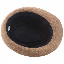 Sun Hats Men's Top Hat Wide Brim Straw Hat Foldable Roll up Hat Summer Beach Sun Protection Hat - Brown - CE18Z9O45OO $17.18