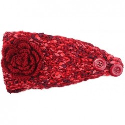 Cold Weather Headbands Elegant Camellia Flower Cable Knit Winter Turban Ear Warmer Headband - Red - CK189R6Y8AZ $11.65