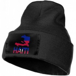 Skullies & Beanies Haiti Map Flag and Text Men Women Knit Hats Stretchy & Soft Ski Cap Beanie - Black - CG18LX0ZSXZ $31.66