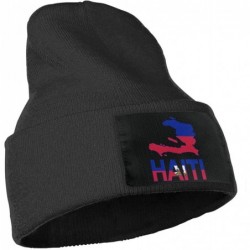 Skullies & Beanies Haiti Map Flag and Text Men Women Knit Hats Stretchy & Soft Ski Cap Beanie - Black - CG18LX0ZSXZ $28.27