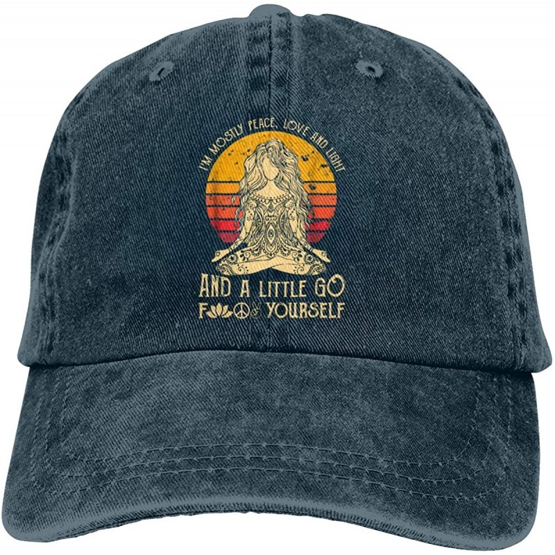 Baseball Caps I'm Mostly Peace Love and Light and A Little Go Yoga Classic Vintage Denim Caps - Navy - C218WZA3UDC $17.24