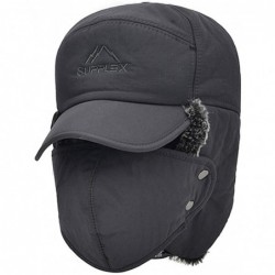 Balaclavas Faux Fur Cap Hat Visor Windproof Ski Balaclava Cover Men Women - Dark Grey - C218A5Z5LNR $24.05