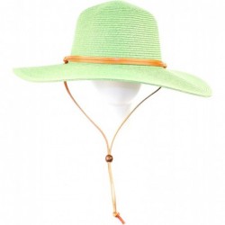 Sun Hats Women's Wide Brim Braided Sun Hat with Wind Lanyard Rated UPF 50+ Sun Protection-FL2403 - Lime Green - C7183RNOG5Q $...