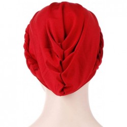Skullies & Beanies Womens Braided Head Wraps Muslim Hair Scarves Turban Headwear Chemo Hats - Yellow - CM18WGH6H4X $24.08