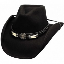 Cowboy Hats Skynard Pinchfront Wool Felt Western Cowboy with Bead Hat Band - Large - CS116PAY9LB $107.07