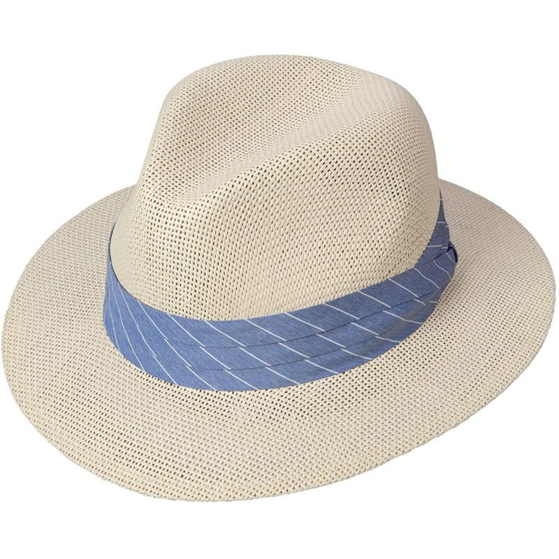 Fedoras Miracle Safari Hat - Natural With Blue Stripes - C3199LUAKM2 $43.12