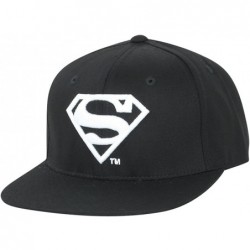 Baseball Caps Superman Shield Embroidery Flat Bill Snap Back Trucker Hat - Black - C7180CCDCMU $52.58