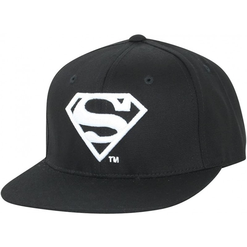 Baseball Caps Superman Shield Embroidery Flat Bill Snap Back Trucker Hat - Black - C7180CCDCMU $32.87