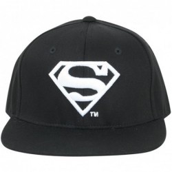 Baseball Caps Superman Shield Embroidery Flat Bill Snap Back Trucker Hat - Black - C7180CCDCMU $32.87