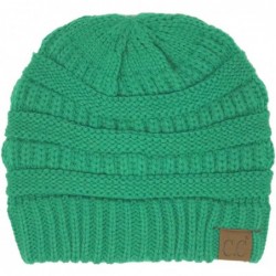 Skullies & Beanies Classic Winter Fall Trendy Chunky Stretchy Cable Knit Beanie Hat - Sea Green - CG18YTD3QW5 $21.92