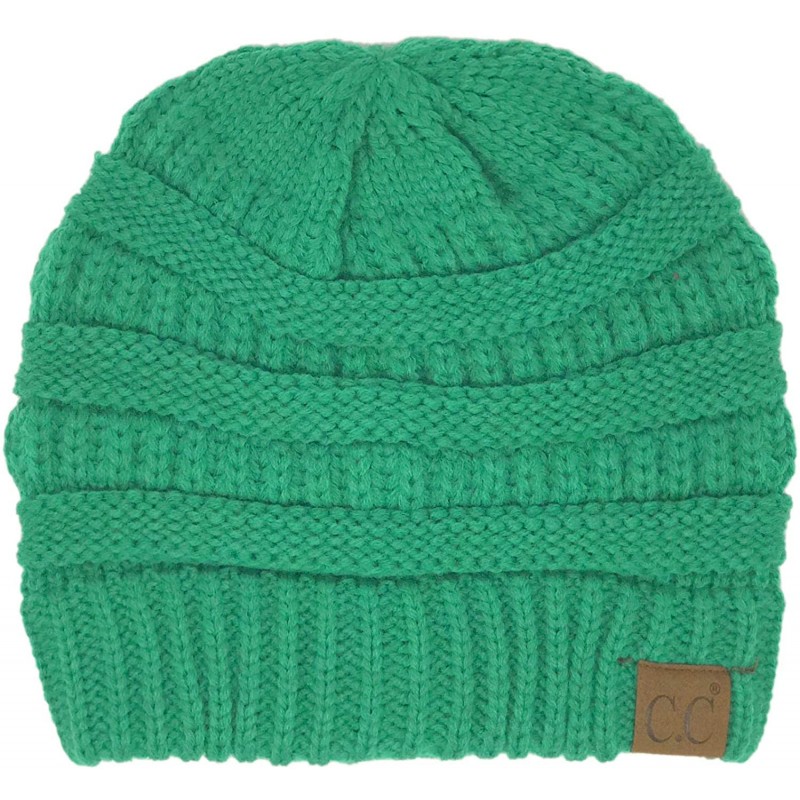Skullies & Beanies Classic Winter Fall Trendy Chunky Stretchy Cable Knit Beanie Hat - Sea Green - CG18YTD3QW5 $15.99