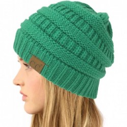Skullies & Beanies Classic Winter Fall Trendy Chunky Stretchy Cable Knit Beanie Hat - Sea Green - CG18YTD3QW5 $15.99