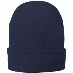 Baseball Caps Port & Company Men's Fleece-Lined Knit Cap - Navy - CT17YGAN7DZ $17.13
