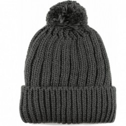 Skullies & Beanies Women Winter Oversized Chunky Thick Stretchy Knitted Pom Pom Beanie Fleece Lined Beanie Hat - CW18WHL2DDC ...