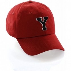 Baseball Caps Customized Letter Intial Baseball Hat A to Z Team Colors- Red Cap White Black - Letter Y - CM18ET4KZ9K $17.55