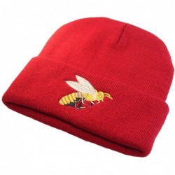 Skullies & Beanies Men's Winter ski Cap Knitting Skull hat - Bee Red - CK187T2UGR4 $17.86