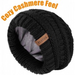 Skullies & Beanies Knit Beanie Hats for Women Men Fleece Lined Ski Skull Cap Slouchy Winter Hat - 01-black - CU18UYI959Y $23.76