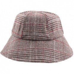 Berets Womens Hats Vintage Twill Plaid Cotton Cap Fisherman Sunshade Berets - Wine - CW18I8NCLIH $20.67