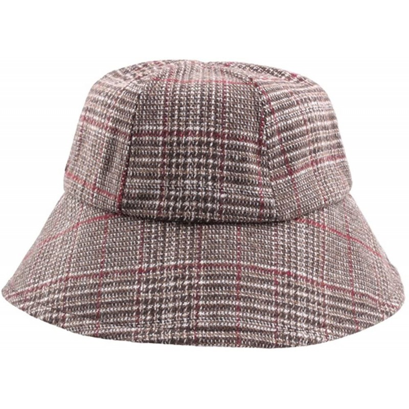 Berets Womens Hats Vintage Twill Plaid Cotton Cap Fisherman Sunshade Berets - Wine - CW18I8NCLIH $17.85