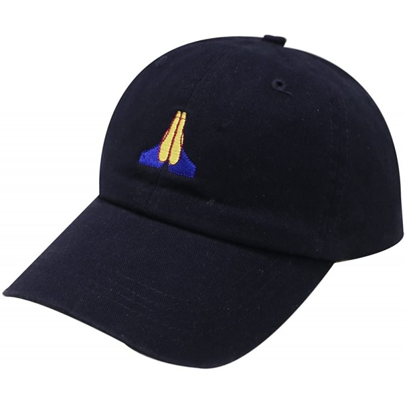 Baseball Caps Pray Emoji Cotton Baseball Cap Dad Hats - Navy - C312JQZSOIV $23.59