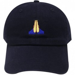 Baseball Caps Pray Emoji Cotton Baseball Cap Dad Hats - Navy - C312JQZSOIV $23.59