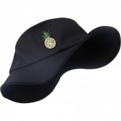 Bucket Hats Unisex Fashion Embroidered Bucket Hat Summer Fisherman Cap for Men Women - Pineapple Black - CH18GDK9HM3 $25.26