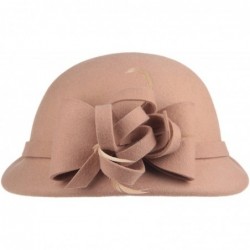 Bucket Hats Women's 100% Wool Church Dress Cloche Hat Plumy Felt Bucket Winter Hat - Beige - CB186L85NQL $41.66