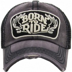 Baseball Caps Ride Caps Collection Distressed Baseball Cap Dad Hat Adjustable Unisex - (4.2) Dark Gray Born to Ride - CF18KAE...