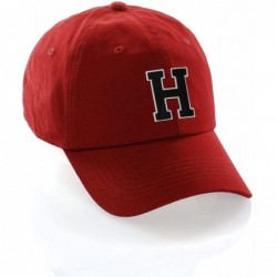 Baseball Caps Customized Letter Intial Baseball Hat A to Z Team Colors- Red Cap White Black - Letter H - CN18ET8THCI $27.41