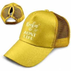 Baseball Caps Rockin The Aunt Messy High Bun Ponytail Adjustable Mesh Trucker Baseball Cap Hat Black - Yellow - CV18SK57SD7 $...