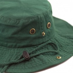 Sun Hats 100% Cotton Stone-Washed Safari Wide Brim Foldable Double-Sided Sun Boonie Bucket Hat - Darkgreen - CT12O6PVTNZ $23.83