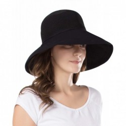 Sun Hats Women Wide Brim Sun Hats Foldable UPF 50+ Sun Protective Bucket Hat - Reticulated-black - CZ18SWCYC3X $30.56