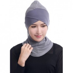 Skullies & Beanies Women's Under Scarf Hat Cap Muslim Bone Ninja Hijab Islamic Neck Cover Grey - CL12NR5YL42 $19.60