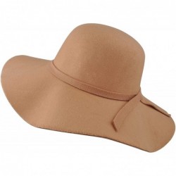 Fedoras Womens Floppy Hat- Wool Felt Wide Brim Sun Hat Fedora Cloche Bowler Cap - Camel - CN18ZYWUTUD $31.83