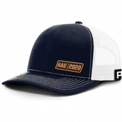 Baseball Caps KAG Leather Patch Back Mesh Hat - Navy Front / White Mesh - CT18XDRE0ZU $68.56