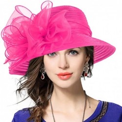 Bucket Hats Lady Derby Dress Church Cloche Hat Bow Bucket Wedding Bowler Hats - Rose - C112N6HGJTI $30.04
