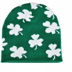 Skullies & Beanies Irish Shamrock Beanie Hat - St Patrick Day Clover Ski Cap Hat - CP12CUCFDWH $23.55