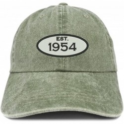 Baseball Caps Established 1954 Embroidered 66th Birthday Gift Pigment Dyed Washed Cotton Cap - Olive - CI180L7SWMR $39.26