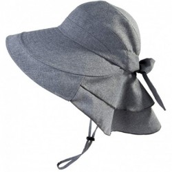 Sun Hats UV Protection Summer Sun Hat Women Packable Cotton Ponytail Chin Strap 55-59CM - 16031_gray - CH12GGQFVRP $36.14