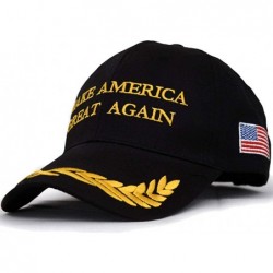 Baseball Caps MAGA Trump Hat- Donald Trump Wheat Cap Trucker Baseball Hat with Wristband - Maga-olive Black - CI18KRY30GW $13.32