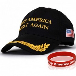 Baseball Caps MAGA Trump Hat- Donald Trump Wheat Cap Trucker Baseball Hat with Wristband - Maga-olive Black - CI18KRY30GW $13.32