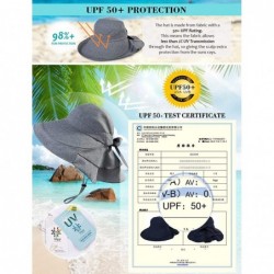 Sun Hats UV Protection Summer Sun Hat Women Packable Cotton Ponytail Chin Strap 55-59CM - 16031_gray - CH12GGQFVRP $36.14