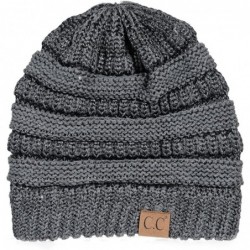 Skullies & Beanies USA Trendy Warm Chunky Soft Stretch Cable Knit Slouchy Beanie - Charcoal/Metallic Silver - CW12NELB2DI $14.88
