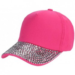 Baseball Caps Womens Hipster Bling Studded Rhinestone Baseball Cap Snapback Hat Hip Pop Dance Caps Summer Sun Hat - Hot Pink ...