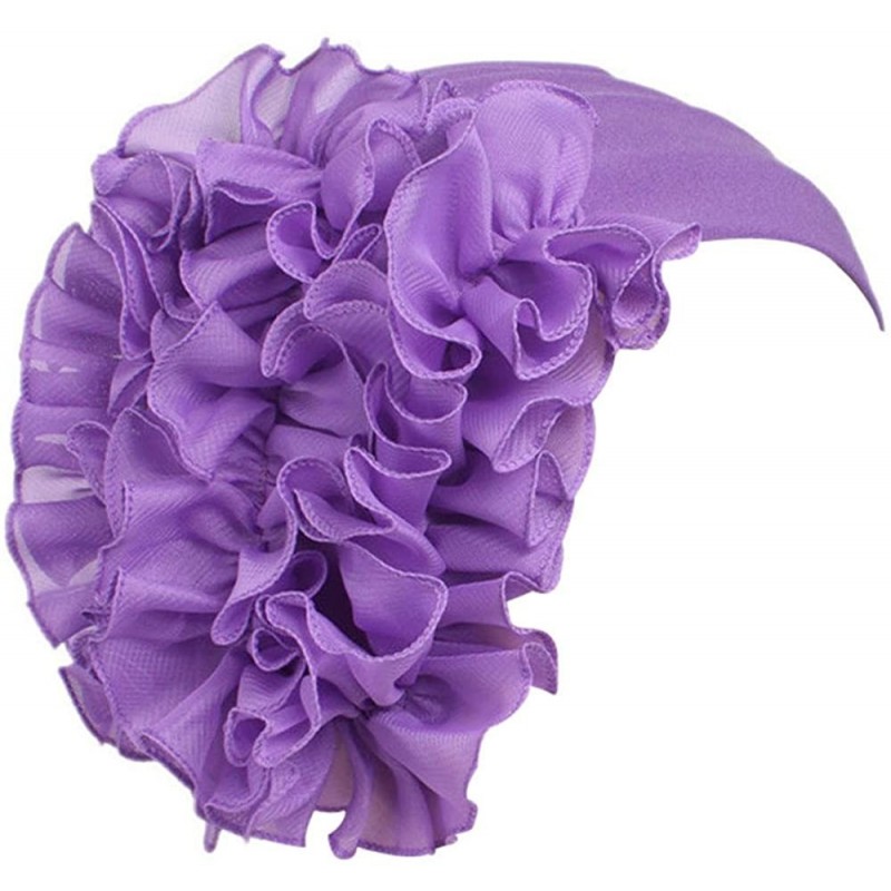 Baseball Caps Womens Wrap Cap Flower Chemo Hat Beanie Scarf Turban Headband - Purple - CV18INU6894 $12.68