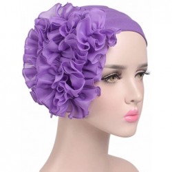 Baseball Caps Womens Wrap Cap Flower Chemo Hat Beanie Scarf Turban Headband - Purple - CV18INU6894 $12.68