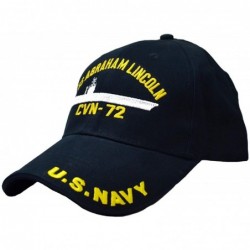 Baseball Caps USS Abraham Lincoln CVN-72 Low Profile Cap Navy Blue - CF123ZDJTV1 $33.06